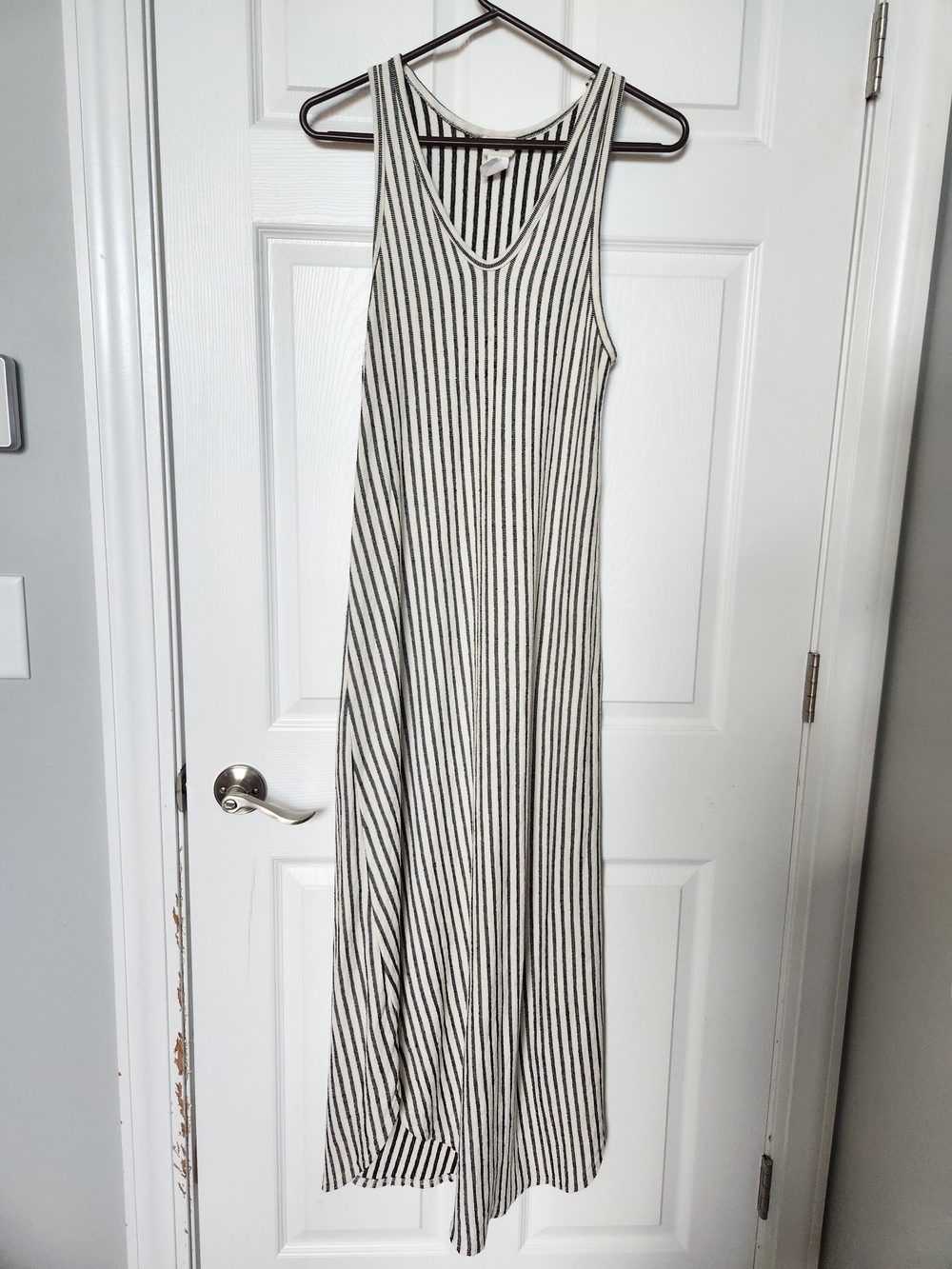 Caution To The Wind Black & White Vertical Stripe Maxi Dress